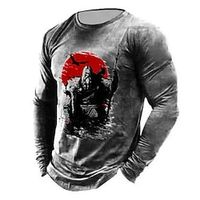 Graphic Old Man Viking Designer Casual Vintage Retro Men's 3D Print T shirt Tee Sports Outdoor Holiday Going out T shirt Dark Gray Long Sleeve Crew Neck Shirt Spring   Fall Clothing Apparel S M L XL Lightinthebox - thumbnail
