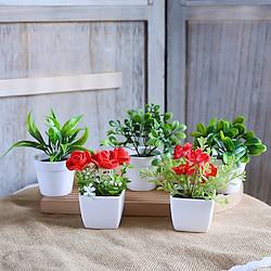 5pcs/set Artificial Mini Potted Plants - Realistic Faux Plant Ensemble for Home and Office Decor Lightinthebox