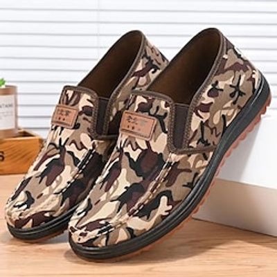 Men's Loafers  Slip-Ons Comfort Loafers Walking Vintage Casual Outdoor Daily Cloth Warm Height Increasing Comfortable Loafer Camel Green Winter miniinthebox