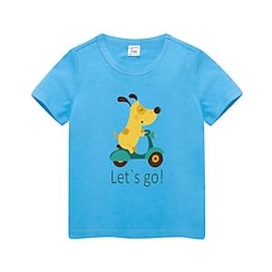 Kids Boys T shirt Cartoon Short Sleeve Active Cotton Fall Lake blue Cai Lan Yellow Lightinthebox