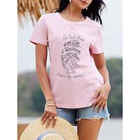 Women's T shirt Tee 100% Cotton Letter Party Daily Pink Short Sleeve Stylish Crew Neck Coachella Summer Lightinthebox