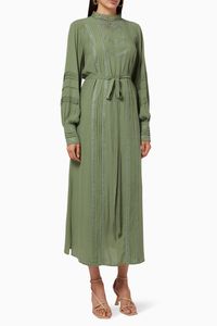 Lace Panel Dress with Belt