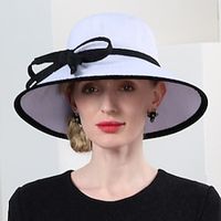 Hats Polyester Double Layer Cloth Bowler  Cloche Hat Sun Hat Top Hat Casual Holiday Elegant British With Bowknot Headpiece Headwear Lightinthebox