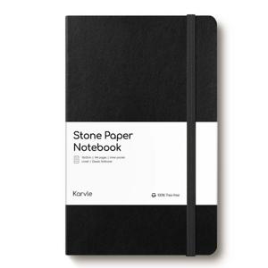 Karvle Lined Classic Softcover Stone Paper Notebook - Black (13 x 21 cm)