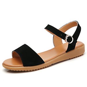 Women's Sandals Boho Bohemia Beach Flat Heel Round Toe Leather Striped Black Gray Lightinthebox