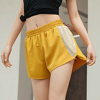 Women's Yoga Shorts 2 in 1 Cut Out Shorts Bottoms Tummy Control Butt Lift Moisture Wicking Yellow Black Mesh Yoga Fitness Gym Workout Summer Sports Activewear  Athletic  Casual  Athleisure Lightinthebox - thumbnail
