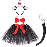 The Cat in the Hat Cat Skirt Cosplay Costume Headband Girls' Movie Cosplay Cosplay Halloween RedYellow Red Skirt Headband Tie Halloween Carnival Masquerade Polyester Lightinthebox