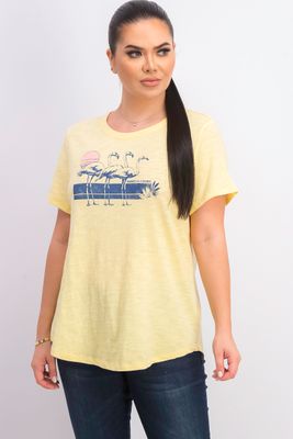Womens Short Sleeve Graphic Tee Yellow Combo Womens Short Sleeve Graphic Tee Yellow Combo