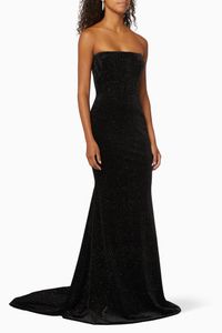 Ashley Glitter Velvet Strapless Gown