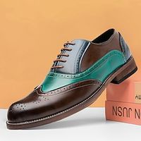 Men's Oxfords Derby Shoes Retro Formal Shoes Brogue Walking Casual Daily Leather Comfortable Booties  Ankle Boots Loafer Black And White Blue  Yellow Black  Yellow Spring Fall Lightinthebox - thumbnail