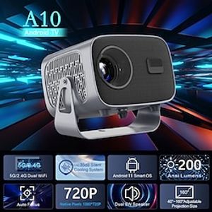 A10 Projector Android 11 Dual WIFI BT5.0 Portable 3D Home Theater Smart TV phone LED Movie projector Lightinthebox