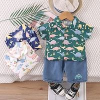 Children's Short sleeved Set 0-4 Year Old Boys Cartoon Dinosaur Pattern Short sleeved Shirt T-shirt Cowboy Shorts 2-piece Set Lightinthebox Children's Short sleeved Set 0-4 Year Old Boys Cartoon Dinosaur Pattern Short sleeved Shirt T-shirt Cowboy Shorts 2-piece Set Lightinthebox