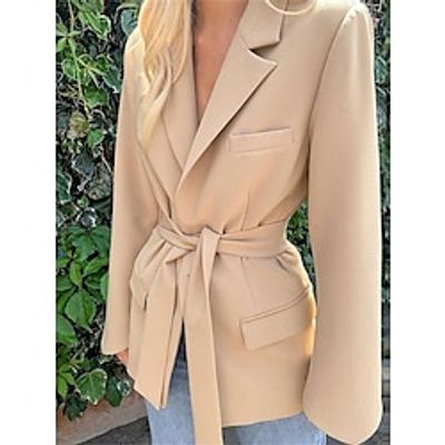 Women's Blazer Spring Jacket Party Wedding Suit Formal Office Belted Open Front Jacket with Pockets Casual Summer Lightinthebox