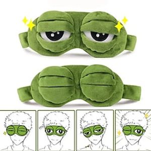Soft Plush Sleeping Eye Mask Travel Sad Frog Eye Mask Padded Rest Aid Eye Mask 3D Blindfold Kid Adult Eye Patch Relax Massager miniinthebox