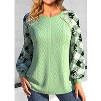 Christmas Sweatshirt Women's Pullover Textured Plaid Snowflake Active Sportswear Pocket Print Green Casual Sports Round Neck Long Sleeve Top Micro-elastic Fall  Winter Lightinthebox - thumbnail