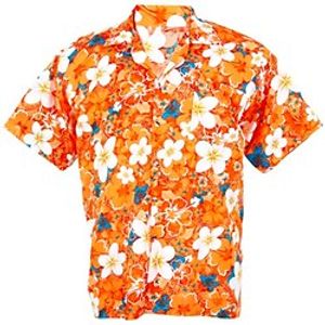 Men's Shirt Floral Turndown Street Casual Button-Down Short Sleeve Tops Casual Fashion Comfortable Beach Orange miniinthebox