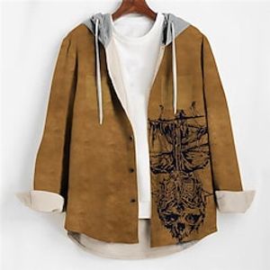 Men's Shirt Skull Graphic Prints Vintage Hooded Yellow Blue Outdoor Street Long Sleeve Print Clothing Apparel Fashion Designer Casual Soft miniinthebox