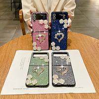 Phone Case For Samsung Galaxy Z Flip 5 Z Flip 4 Z Flip 3 for Women Girl Bling Glitter Shiny Shockproof Heart Flower Floral TPU Rhinestone Lightinthebox