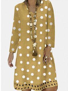 Long Sleeve V-Neck Print Dress
