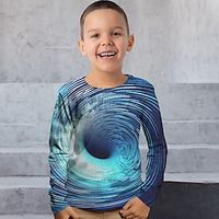 Boys 3D Graphic Tee Shirt Long Sleeve 3D Print Spring Fall Sports Fashion Streetwear Polyester Kids 3-12 Years Crew Neck Outdoor Casual Daily Regular Fit miniinthebox