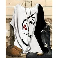 Women's Plus Size Shift Dress Abstract Round Neck Half Sleeve Spring Summer Casual Short Mini Dress Causal Daily Dress Lightinthebox - thumbnail