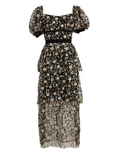 Mesh Sequin Tiered Midi Dress