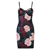 mesh printed chest strap dress women 20575p european and american new style commuter slim small incense skirt Lightinthebox - thumbnail