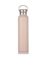 Natural Life 750ML Stainless Steel Bottle with Bamboo Lid Pink Clay