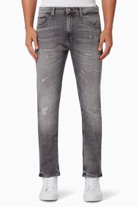 Scanton Slim Distressed Jeans in Denim