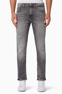 Scanton Slim Distressed Jeans in Denim