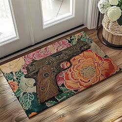 Flower Gun Doormat Kitchen Mat Floor Mat Non-Slip Area Rug Oil Proof Rug Indoor Outdoor Mat Bedroom Decor Bathroom Mat Entrance Entryway Rug Lightinthebox