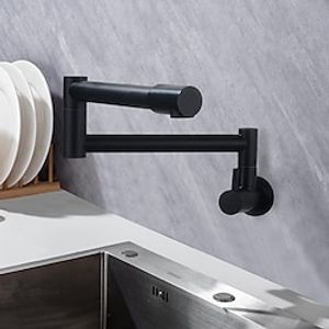 Pot Filler Kitchen Faucet Only Cold Water Stainless Steel, Brushed Black Foldable Sink Wall Mount Folding Fill Pot Kitchen Tap miniinthebox