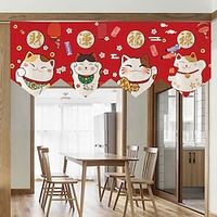 Lucky Cats Kitchen Restaurant Short Door Covers Hanging Curtains Triangular Flag Curtains Short Curtains Half Home Living Room Decorative Partition Curtains miniinthebox