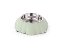 Single Dining Pet Feedrer With Stainless Steel Bowl & Non Slip Rubber Bottom green For Cats And Dogs - 21X21X6cm