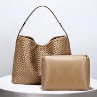 Women's Tote Shoulder Bag Bag Set Hobo Bag Vegan leather Office Shopping Holiday Large Capacity Multi Carry Woven Black khaki Lightinthebox - thumbnail