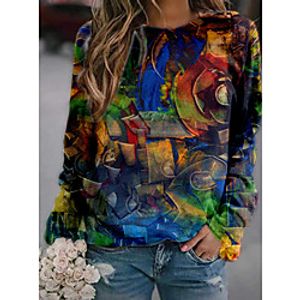 Women's Sweatshirt Pullover Geometric 3D Print Daily Sports 3D Print Active Streetwear Hoodies Sweatshirts  Blue Lightinthebox