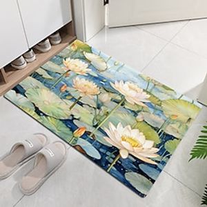 Watercolor Lotus Doormat Non-Slip Oil Proof Rug Indoor Outdoor Mat Bedroom Decor Bathroom Mat Entrance Rug Door Mat miniinthebox