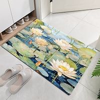 Watercolor Lotus Doormat Non-Slip Oil Proof Rug Indoor Outdoor Mat Bedroom Decor Bathroom Mat Entrance Rug Door Mat miniinthebox - thumbnail