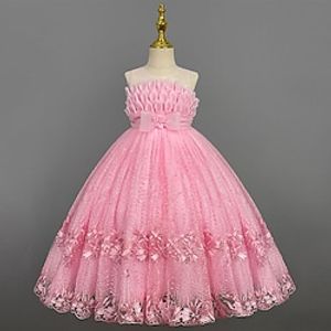 Kids Little Girls' Dress Solid Colored A Line Dress Performance Party Pink Wine Dusty Rose Cotton Asymmetrical Sleeveless Princess Sweet Dresses Spring Summer Regular Fit 3-12 Years miniinthebox