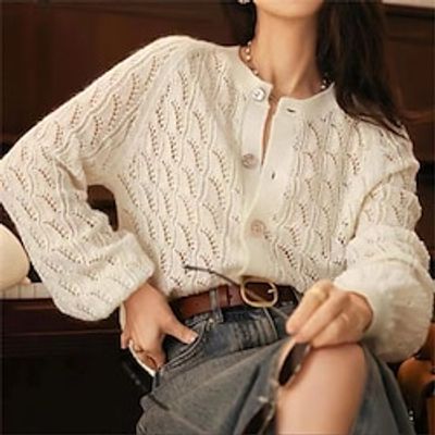 Women's Cardigan Sweater Jacket Crew Neck Ribbed Knit Polyester Button Knitted Fall Winter Regular Outdoor Daily Holiday Fashion Casual Soft Long Sleeve Solid Color Pink Purple Green One-Size Lightinthebox Women's Cardigan Sweater Jacket Crew Neck Ribbed Knit Polyester Button Knitted Fall Winter Regular Outdoor Daily Holiday Fashion Casual Soft Long Sleeve Solid Color Pink Purple Green One-Size Lightinthebox