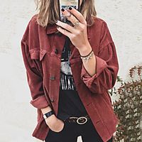 Women's Blouse Shirt Plain Long Sleeve Shirt Collar Basic Tops Yellow Wine Green miniinthebox - thumbnail