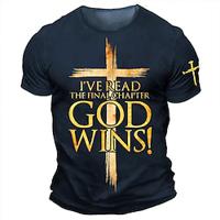 Cross Religious Men's 3D Print T shirt Tee T shirt Blue Green Gray Short Sleeve Crew Neck Shirt Summer Spring Clothing Apparel S M L XL XXL XXXL Lightinthebox