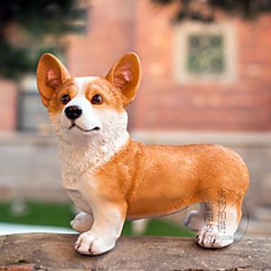 Simulation Resin Animal Sculpture Crafts Corgi Dog Ornaments Home Living Room Tv Cabinet Wine Cabinet Ornaments Ornaments miniinthebox