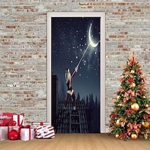 Christmas Decorative Door Sticker 3d Simulation Movable Waterproof Wall Sticker Diy Wallpaper For Bedroom Living Room Lightinthebox
