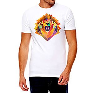 Men's Unisex Tee T shirt Hot Stamping Graphic Prints Lion Animal Plus Size Print Short Sleeve Casual Tops Cotton Basic Fashion Designer Big and Tall White Lightinthebox