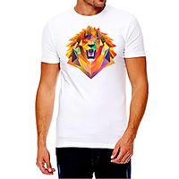 Men's Unisex Tee T shirt Hot Stamping Graphic Prints Lion Animal Plus Size Print Short Sleeve Casual Tops Cotton Basic Fashion Designer Big and Tall White Lightinthebox - thumbnail