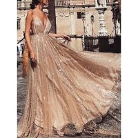 A-Line Prom Dresses Elegant Dress Formal Sweep  Brush Train Christmas Red Green Dress Sleeveless Spaghetti Strap Sequined with Glitter Pleats 2023 Lightinthebox - thumbnail