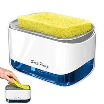1pc Soap Pump and Sponge Caddy, Kitchen Dish Soap Dispenser With Sponge Holder, 2-in-1 Countertop Soap Pump Dispenser, Sponge Caddy, Easy Refill Non-Slip Base For Kitchen Sink Dishwashing Lightinthebox