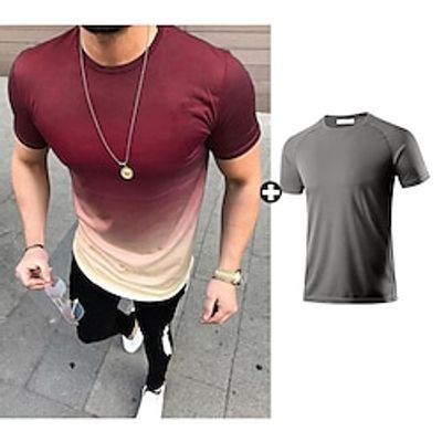 Men's As Picture Casual Shirt Sets Short Sleeve Crew Neck Sports Outdoor Going out Gradient Basic Polyester Summer Lightinthebox Men's As Picture Casual Shirt Sets Short Sleeve Crew Neck Sports Outdoor Going out Gradient Basic Polyester Summer Lightinthebox