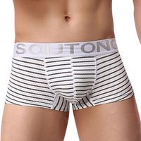 Stylish Comfortable Stripes Cotton Breathable Boxer Briefs for Men